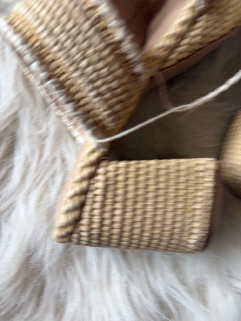 Altar'd State Cream and Beige Woven Buckle Wedge Sandals - Picture 6 of 11